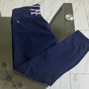 Fabletics Navy Leggings with Lavender Details
